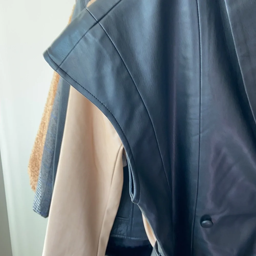 S Jason Wu Faux Leather Vest With Belt Black - Picture 8 of 10